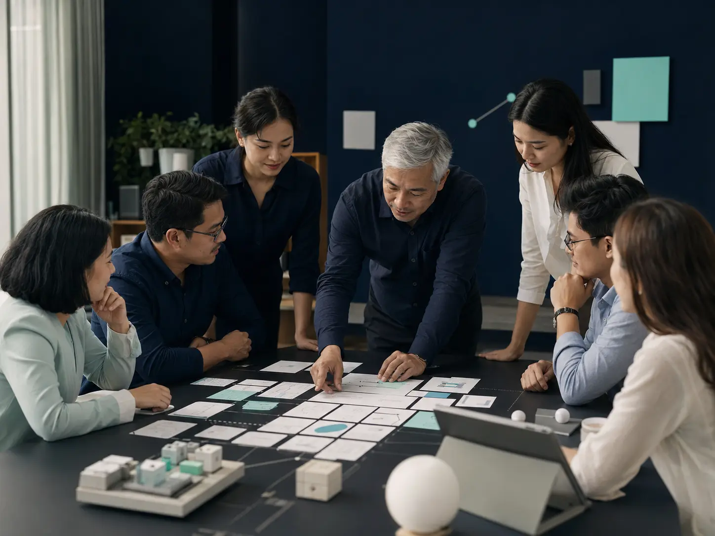Enterprise professionals collaborating in an AI deployment workshop